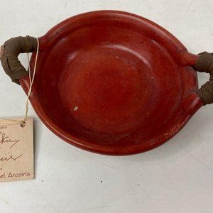 Vintage Red Barro Clay Engraved Traditional Earthenware Casserole Serving Dish
